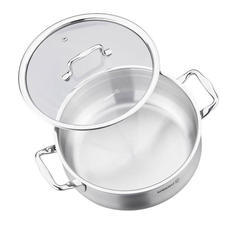 Korkmaz Estima 9-Piece Stainless Steel Cookware Set with Pots and Frying Pan