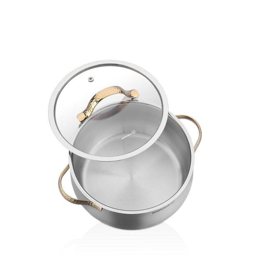 Korkmaz Samara Stainless Steel Cookware Set 8-Piece – Induction Compatible, Durable Cooking Pot Set