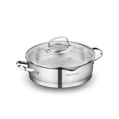 Korkmaz Steama Stainless Steel Stock Pot (Soup Pot) , Induction Compatible, Made in Turkey