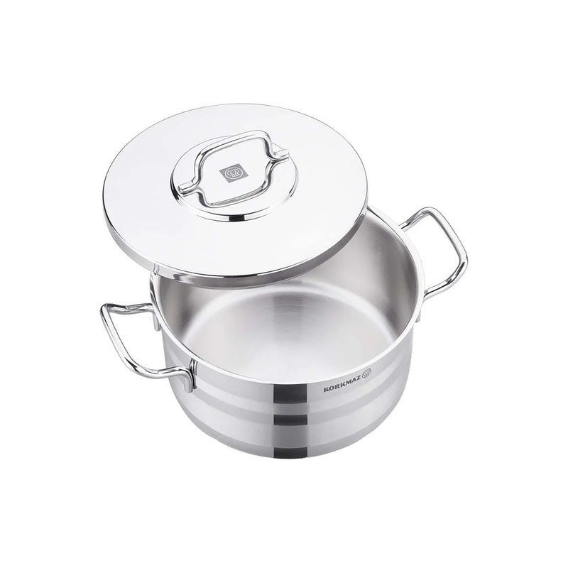 Korkmaz Astra2 Stainless Steel Cooking Pot with Lid - Induction Compatible, Made In Turkey