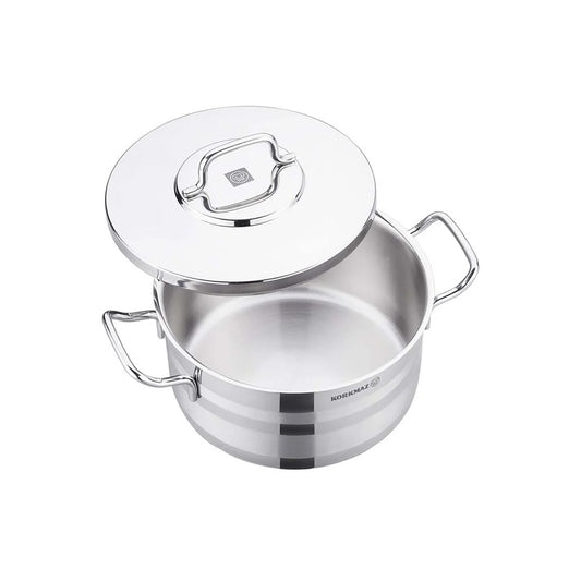 Korkmaz Astra2 Stainless Steel Cooking Pot with Lid - Induction Compatible, Made In Turkey