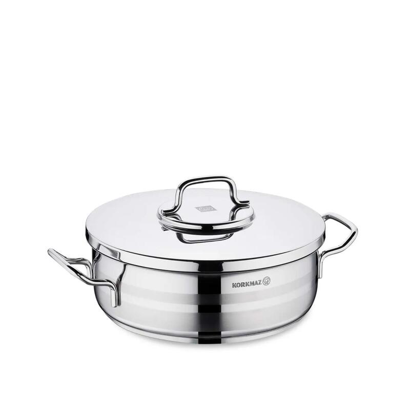 Korkmaz Astra2 24cm Stainless Steel Casserole Pot, 3.5L Induction Cooking Pot with Lid