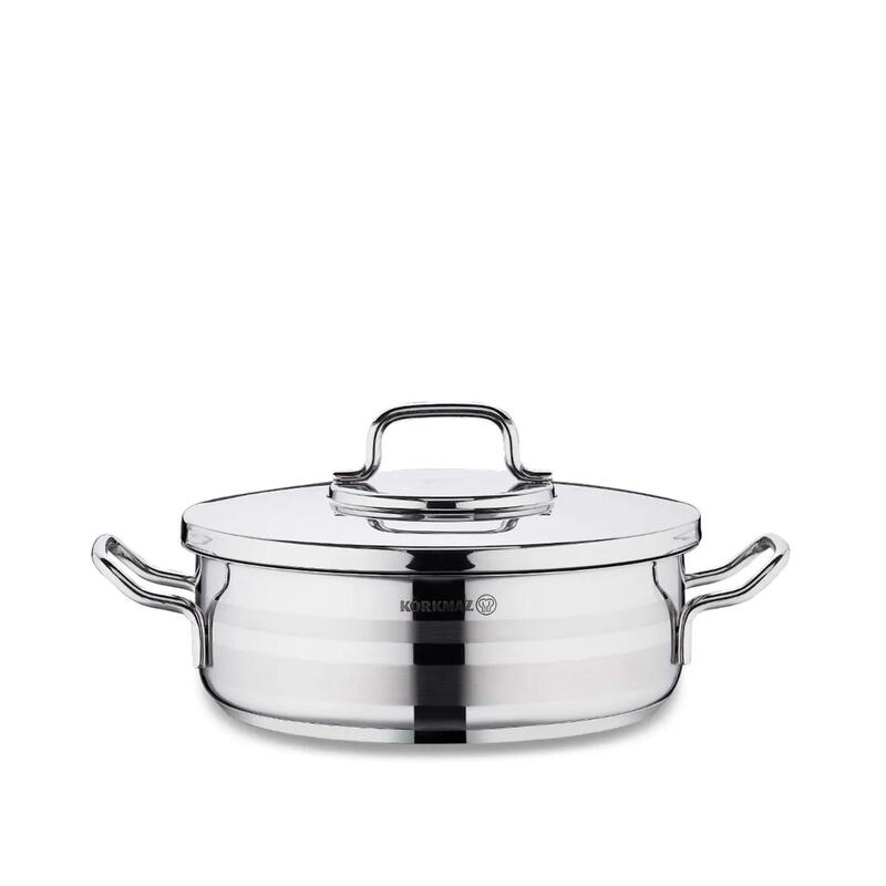 Korkmaz Astra2 24cm Stainless Steel Casserole Pot, 3.5L Induction Cooking Pot with Lid