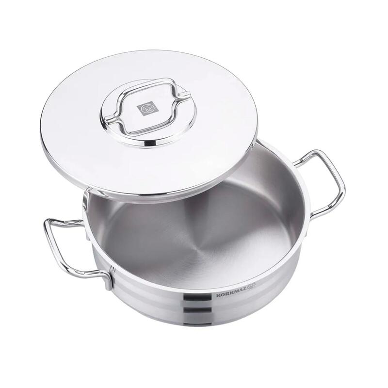 Korkmaz Astra2 24cm Stainless Steel Casserole Pot, 3.5L Induction Cooking Pot with Lid
