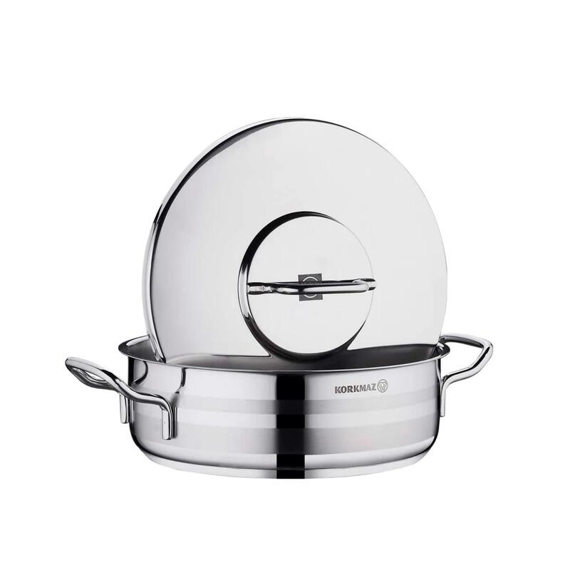 Korkmaz Astra2 24cm Stainless Steel Casserole Pot, 3.5L Induction Cooking Pot with Lid