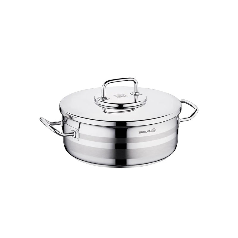 Korkmaz Astra2 Stainless Steel Cooking Pot with Lid -Made in Turkey, Induction Compatible