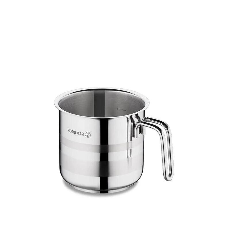 Korkmaz Stainless Steel Milk Pot 2L Induction Compatible – 14 x 14 cm