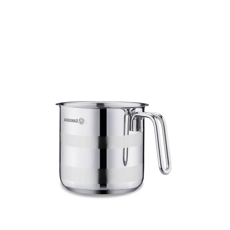 Korkmaz Stainless Steel Milk Pot 2L Induction Compatible – 14 x 14 cm