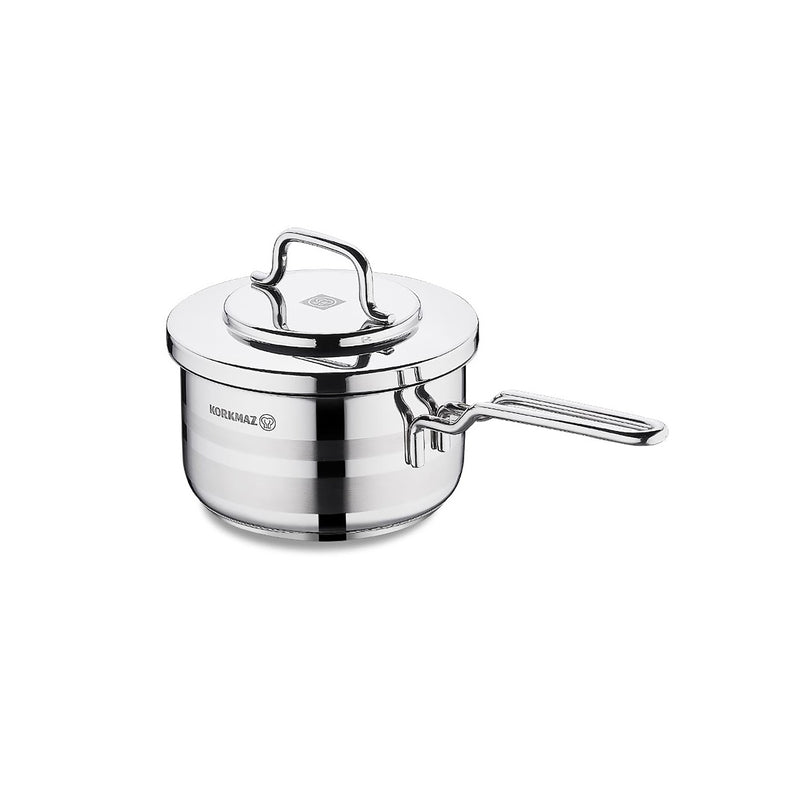 Korkmaz Astra2 Stainless Steel Saucepan with Lid - 16x9cm