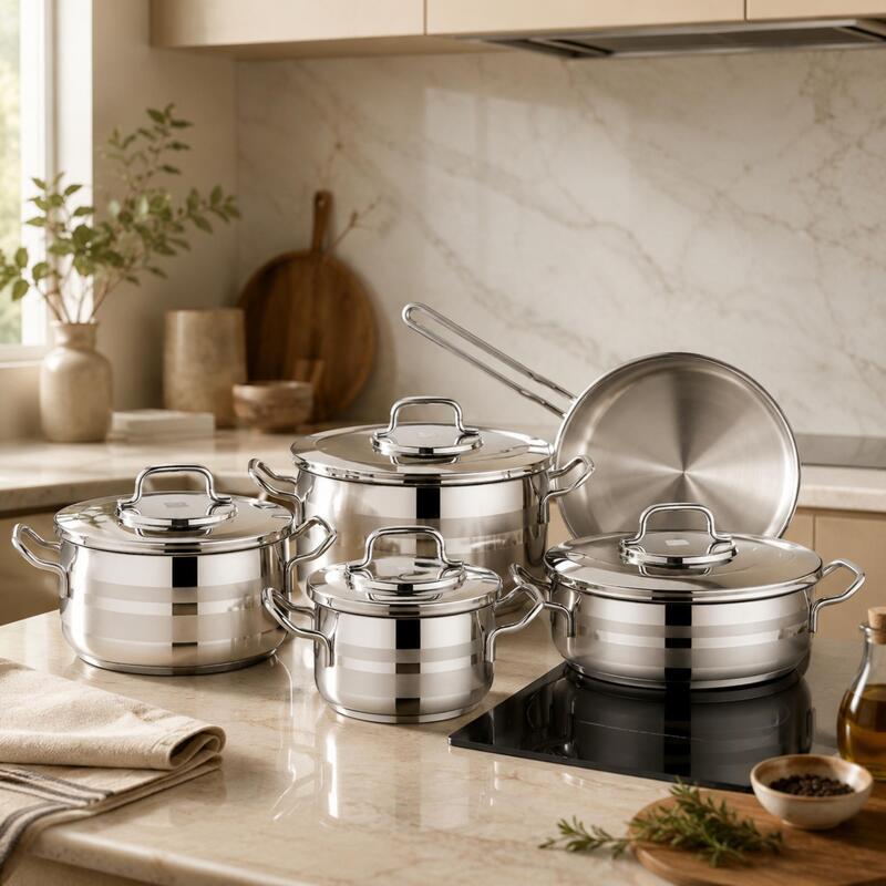 Korkmaz Astra2 9-Piece Stainless Steel Cookware Set Induction Compatible