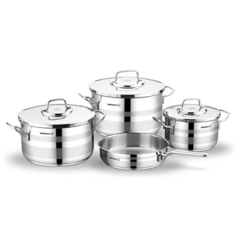 Korkmaz Astron 7-Piece Stainless Steel Cookware Set Induction Compatible