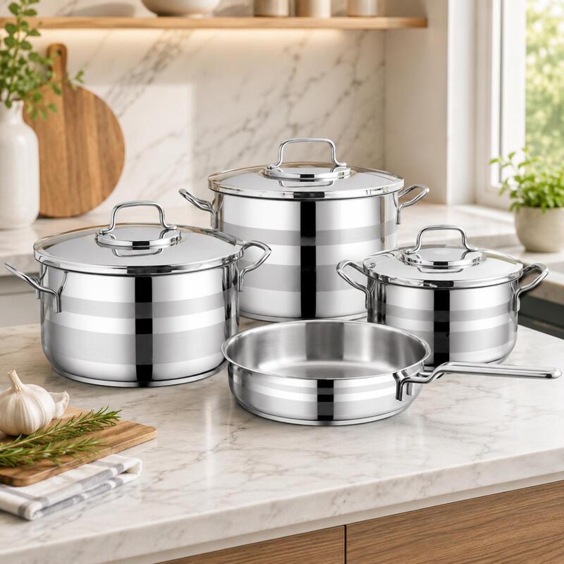 Korkmaz Astron 7-Piece Stainless Steel Cookware Set Induction Compatible