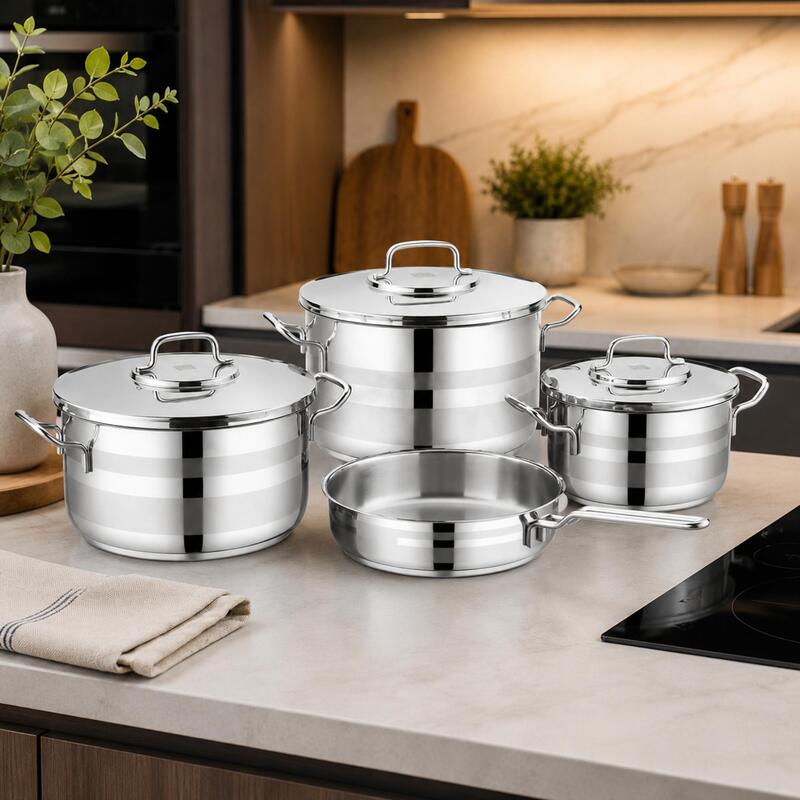 Korkmaz Astron 7-Piece Stainless Steel Cookware Set Induction Compatible