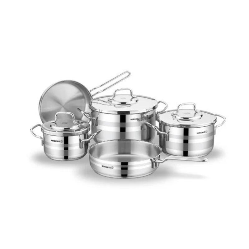 Korkmaz Astron 8-Piece Stainless Steel Cookware Set Induction Compatible