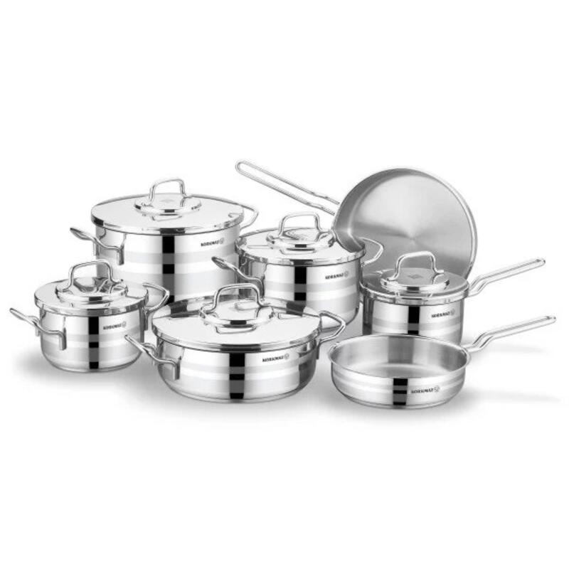 Korkmaz Astron 12-Piece Stainless Steel Cookware Set Induction Compatible