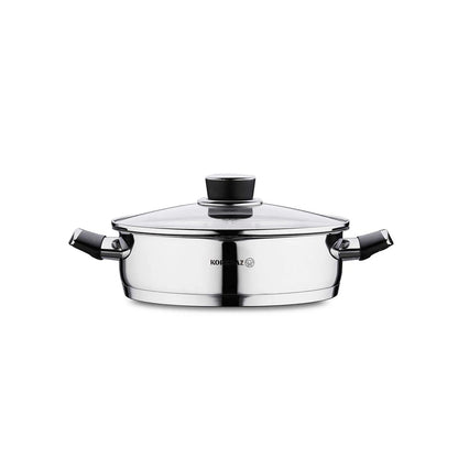 Korkmaz Pera Stainless Steel Cooking Pot with Glass Lid - Made in Turkey, Induction Compatible