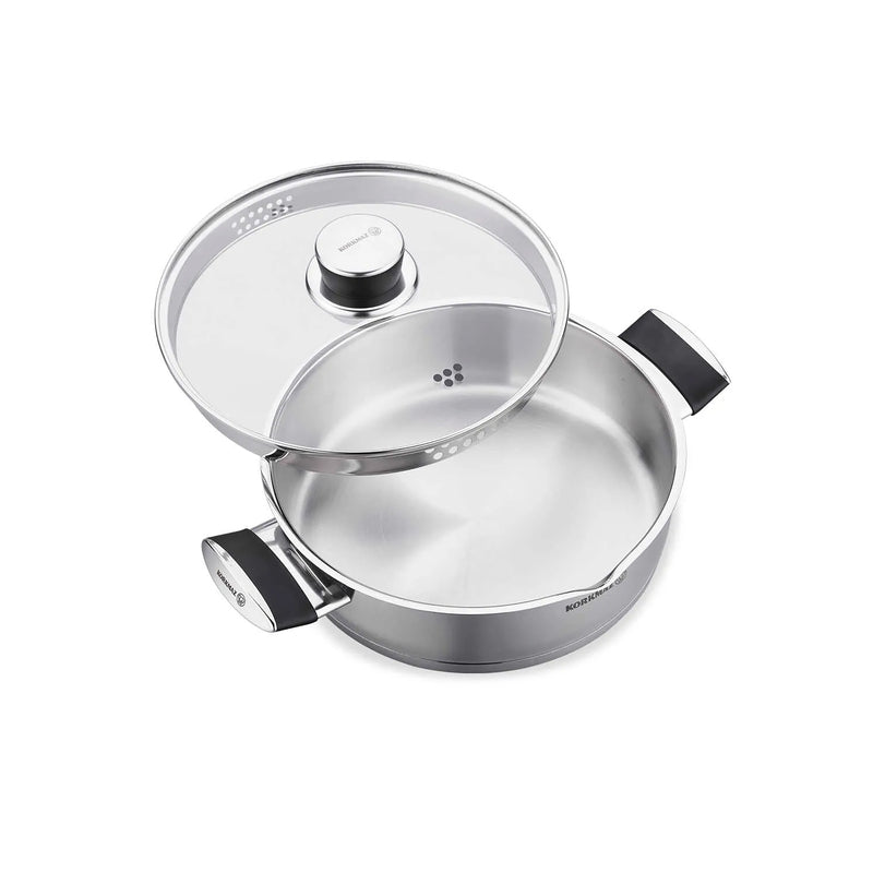 Korkmaz Pera Stainless Steel Cooking Pot with Glass Lid - Made in Turkey, Induction Compatible