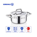 Korkmaz Tria Stainless Steel Pot with Glass Lid – 16cm 1.8L