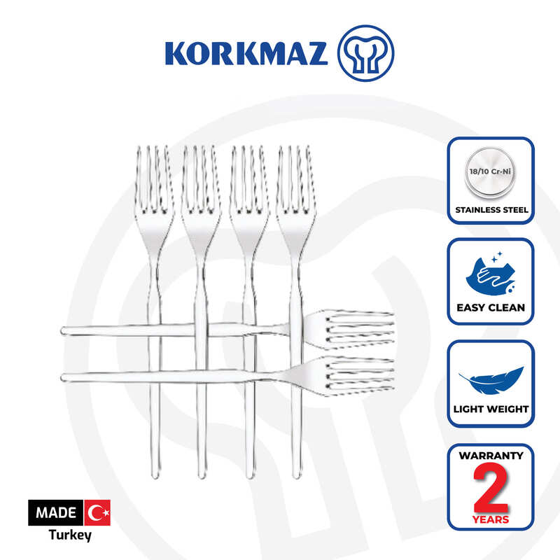 Korkmaz Truva Stainless Steel Dinner Forks Set - 6pcs