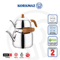 Korkmaz Foresta Claret Red Premium Quality Stainless Steel Teapot Set - Made in Turkey