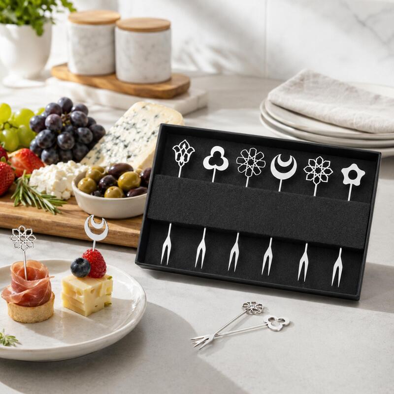 Korkmaz Icon 6-Piece 18/10 Stainless Steel Dessert Fork Set with Gift Box