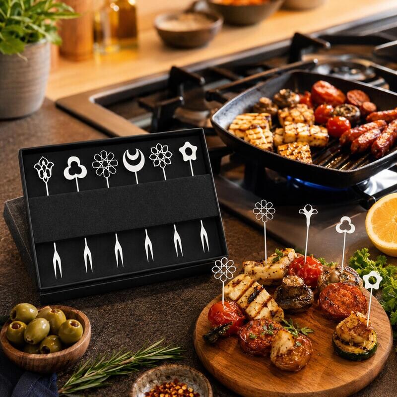 Korkmaz Icon 6-Piece 18/10 Stainless Steel Dessert Fork Set with Gift Box