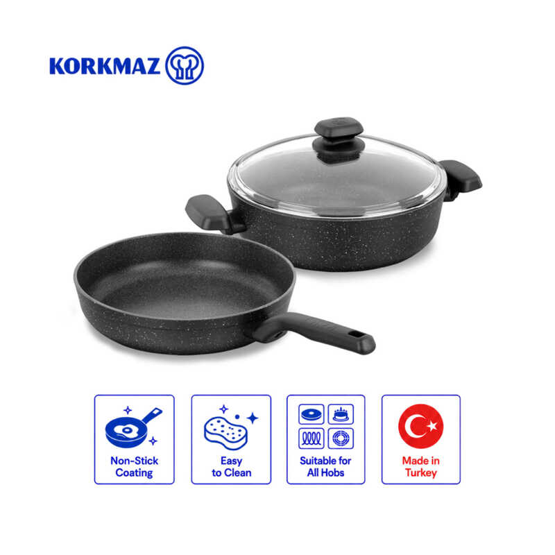 Korkmaz Ornella 3-Piece Non-Stick Cookware Set 26cm, Induction Compatible
