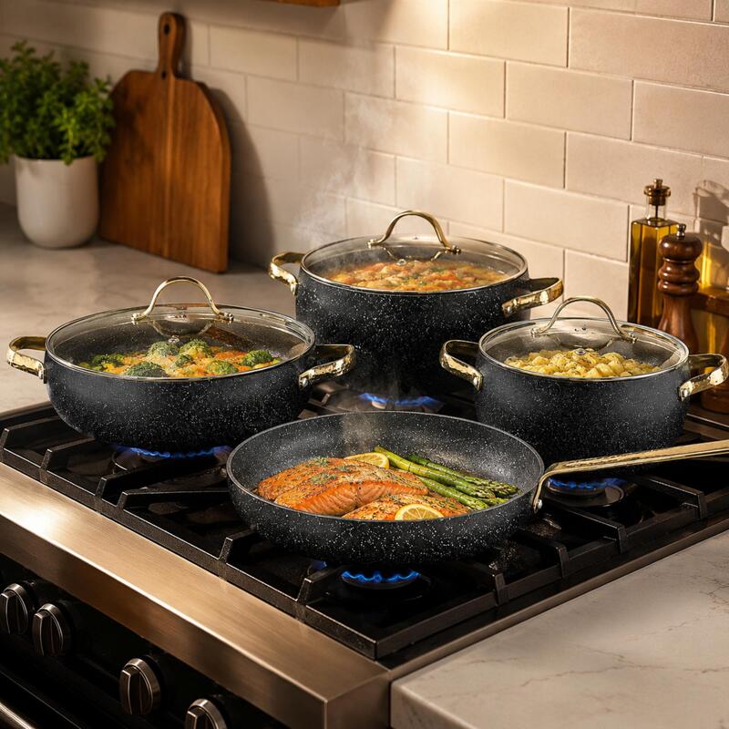 Korkmaz Berilla 7-Piece Non-Stick Cookware Set with Frying Pan