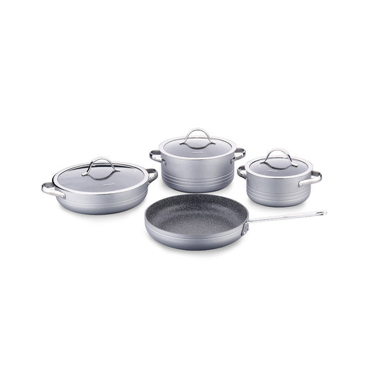 Korkmaz Linea Rosagold 7-Piece Non Stick Cookware Set with Glass Lid - Gas Stove Compatible, PFOA Free, Made In Turkey