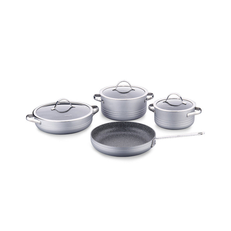 Korkmaz Linea Rosagold 7-Piece Non Stick Cookware Set with Glass Lid - Gas Stove Compatible, PFOA Free, Made In Turkey