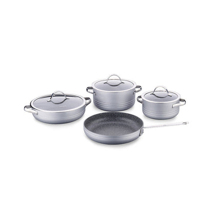 Korkmaz Linea Rosagold 7-Piece Non Stick Cookware Set with Glass Lid - Gas Stove Compatible, PFOA Free, Made In Turkey