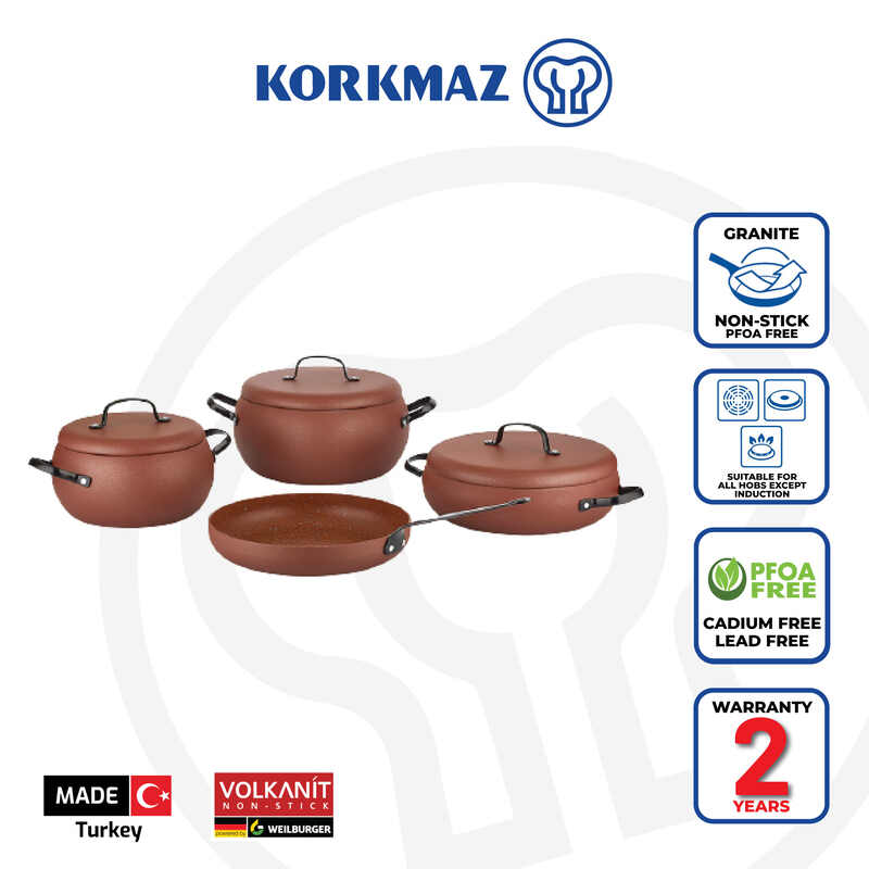 Korkmaz Pottery Non-Stick Cookware Set 7 Piece