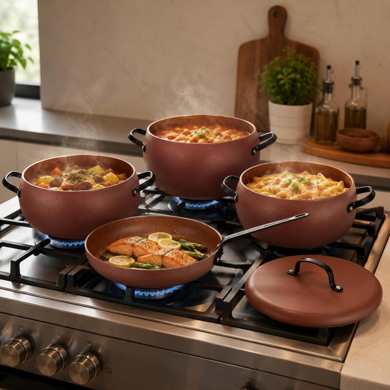 Korkmaz Comlek 7-Piece Non-Stick Cookware Set with Frying Pan