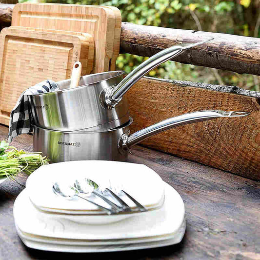 Korkmaz Proline Gastro Stainless Steel Saucepot / Saucepan - Induction Compatible, Made In Turkey