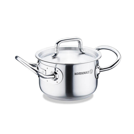 Korkmaz Proline Gastro Satin Stainless Steel Cooking Pot with Lid - Induction Compatible, Made In Turkey
