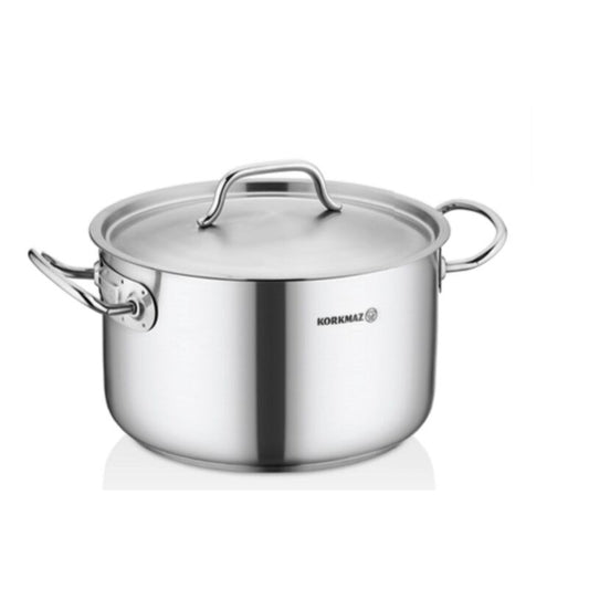 Korkmaz Proline Gastro Stainless Steel Stock Pot (Soup Pot) - Induction Compatible, Made in Turkey