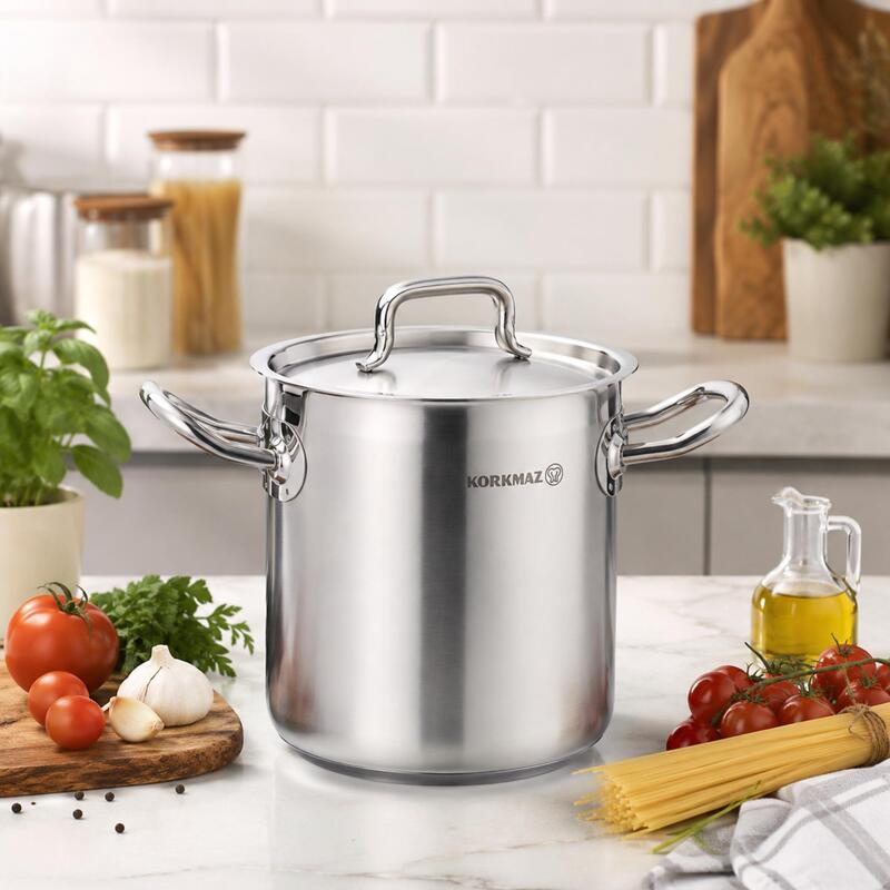 Korkmaz Proline Gastro Stainless Steel Stock Pot with Lid 14cm 2L, Induction Compatible