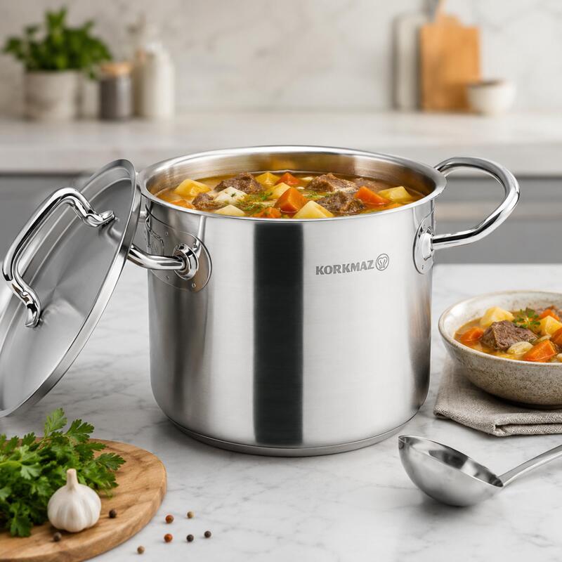 Korkmaz Proline Gastro Stainless Steel Stock Pot with Lid 14cm 2L, Induction Compatible