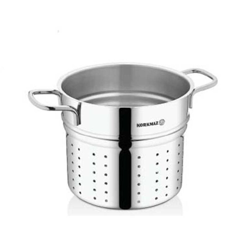 Korkmaz Proline Satin Stainless Steel Spaghetti Strainer Basket Insert - 20x17.5cm