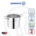 Korkmaz Proline Satin Stainless Steel Spaghetti Strainer Basket Insert - 20x17.5cm