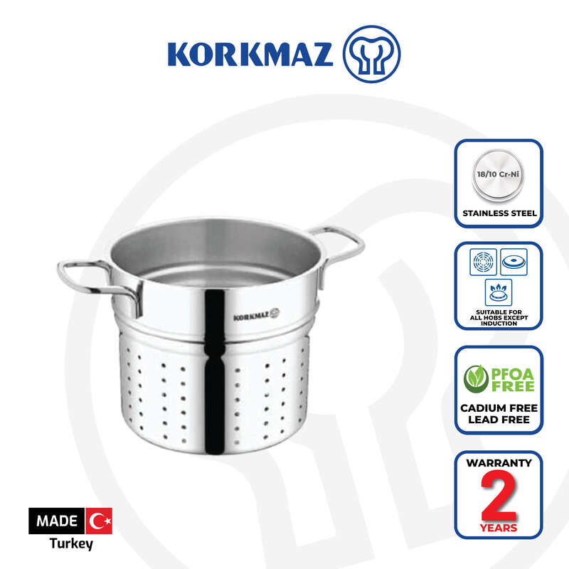 Korkmaz Proline Satin Stainless Steel Spaghetti Strainer Basket Insert - 20x17.5cm