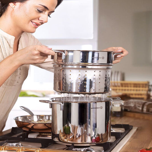 Korkmaz Proline Satin Stainless Steel Spaghetti Strainer Basket Insert - 20x17.5cm, Made in Turkey