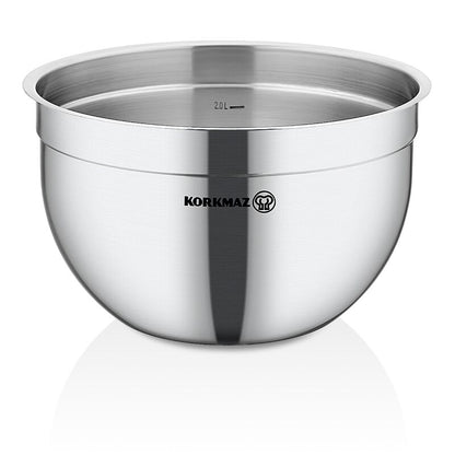 Korkmaz Proline Gastro Stainless Steel Mixing Bowl - Food Preparation Container, Made in Turkey