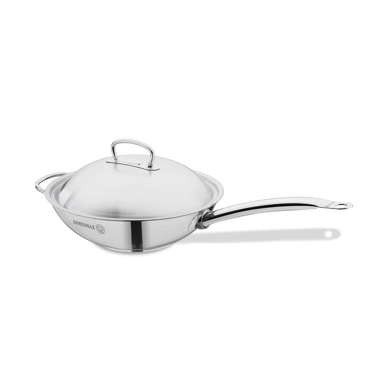 Korkmaz Proline Stainless Steel Wok with Lid 32x9cm
