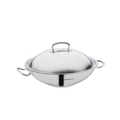 Korkmaz Proline Stainless Steel Wok with Lid , Induction Compatible, Made in Turkey