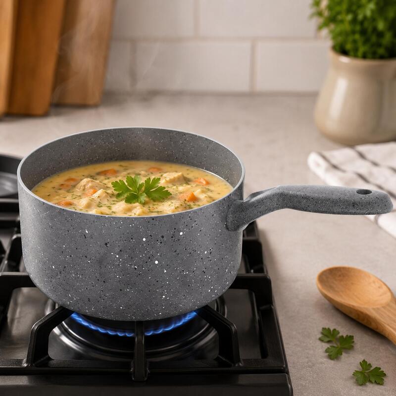 Korkmaz Mia Granite Non-Stick Saucepan 18cm 2L, Gas Electric Ceramic Hob