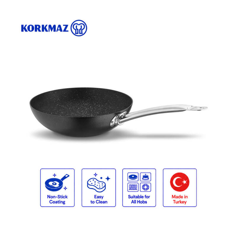 Korkmaz Proline Nero Non-Stick Wok 30cm, Induction Compatible