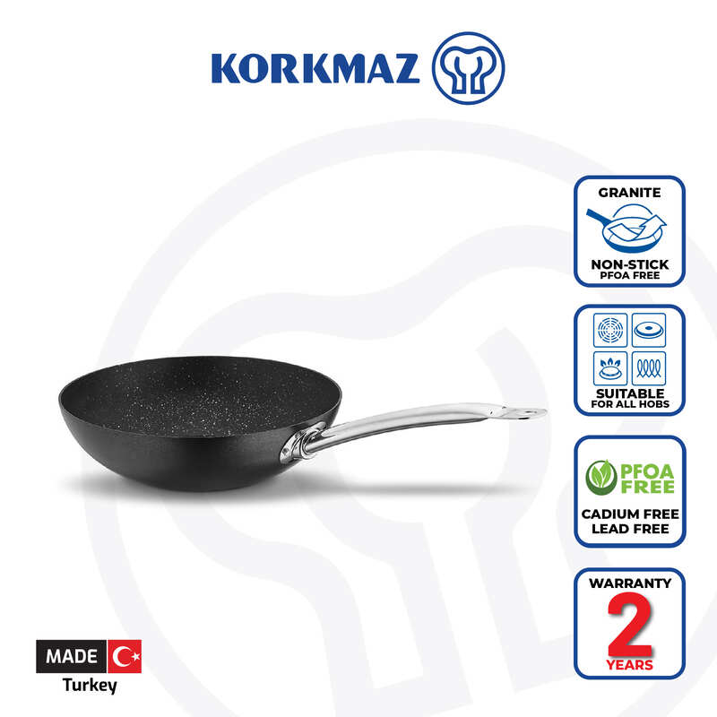 Korkmaz Proline Nero Non Stick Wok - 32x8.9cm, PFOA Free, Induction Compatible, Made in Turkey
