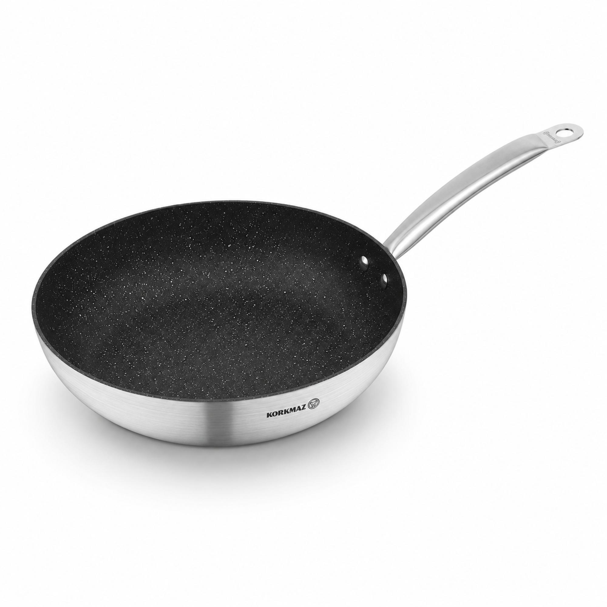 Korkmaz Proline Gastro Non-Stick Wok - Gas Stove Compatible, Made in Turkey