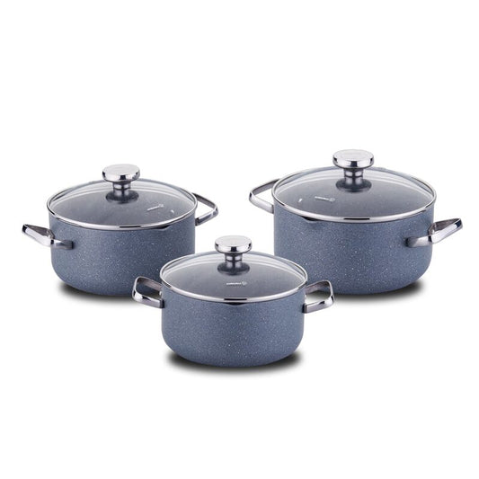 Korkmaz Stona Jr. Non-Stick Cookware Set - Gas Stove Compatible, Stock Pot Set, Made in Turkey